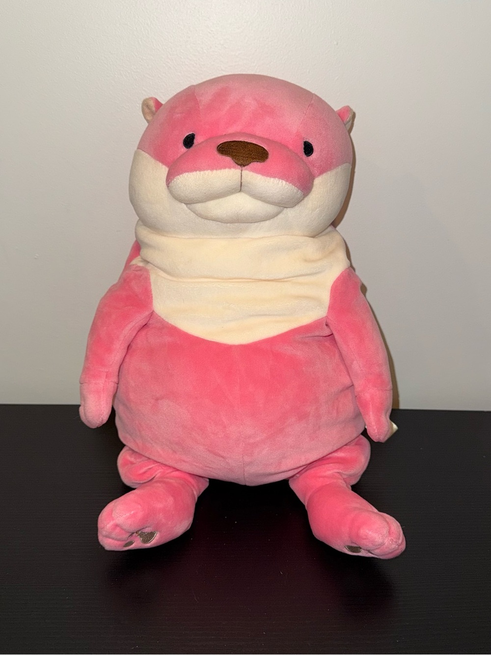 Plush Pink Otter Stuffed Animal with Cream Accents - Cozy Cuddly Toy